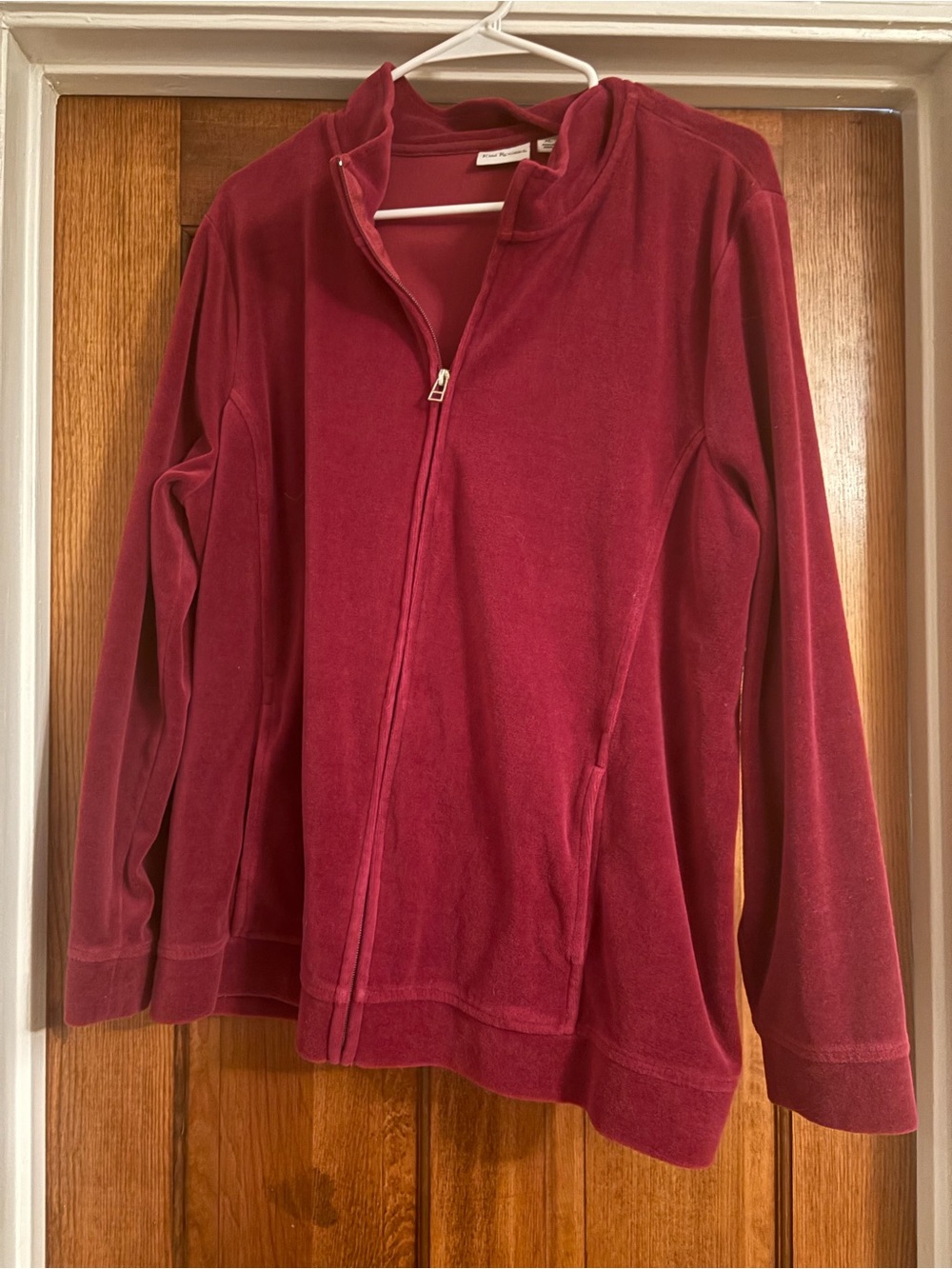 Kim Rogers Burgundy Zip-Front Teddy Jacket